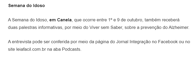 Movimento Viver sem Saber busca informar a população sobre a Doença de Alzheimer